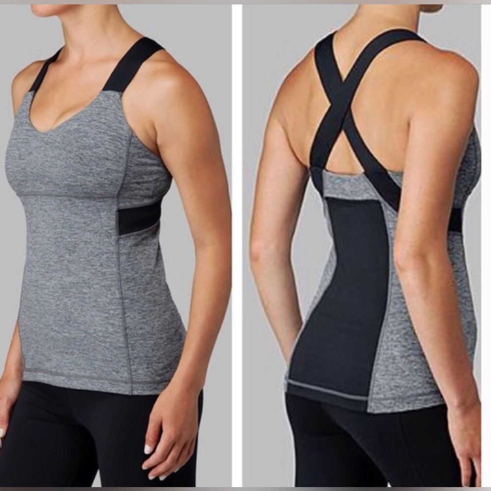Rare Lululemon Push Ur Limits Tank Heathered Grey / Black - Picture 1 of 8